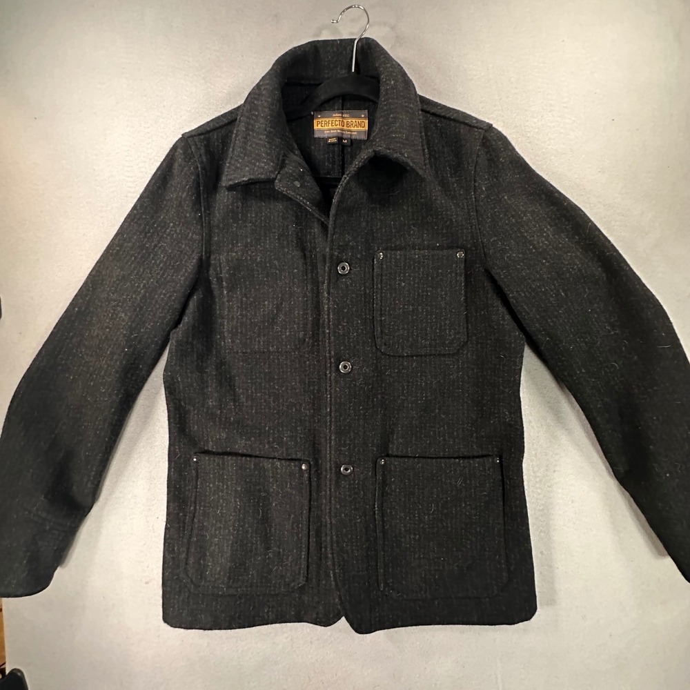 Schott NYC Perfecto Brand P722 Wool Chore Coat Mens Medium Charcoal Grey USA